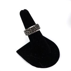 King Baby Studio Square Hammered Texture Band Ring USA .925 Silver Size 7